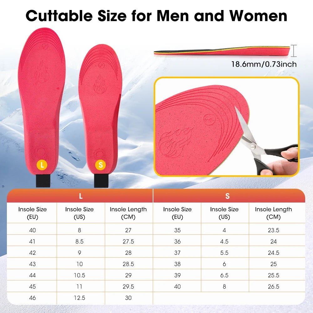 ThermoSync™ Ultra: 16 - Hour Smart App Heated Insoles with Independent Foot Control (Cut - to - Fit) - Pandara Link
